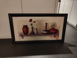 Bild mit Vasen und Blumen 110x60cm topZustand
