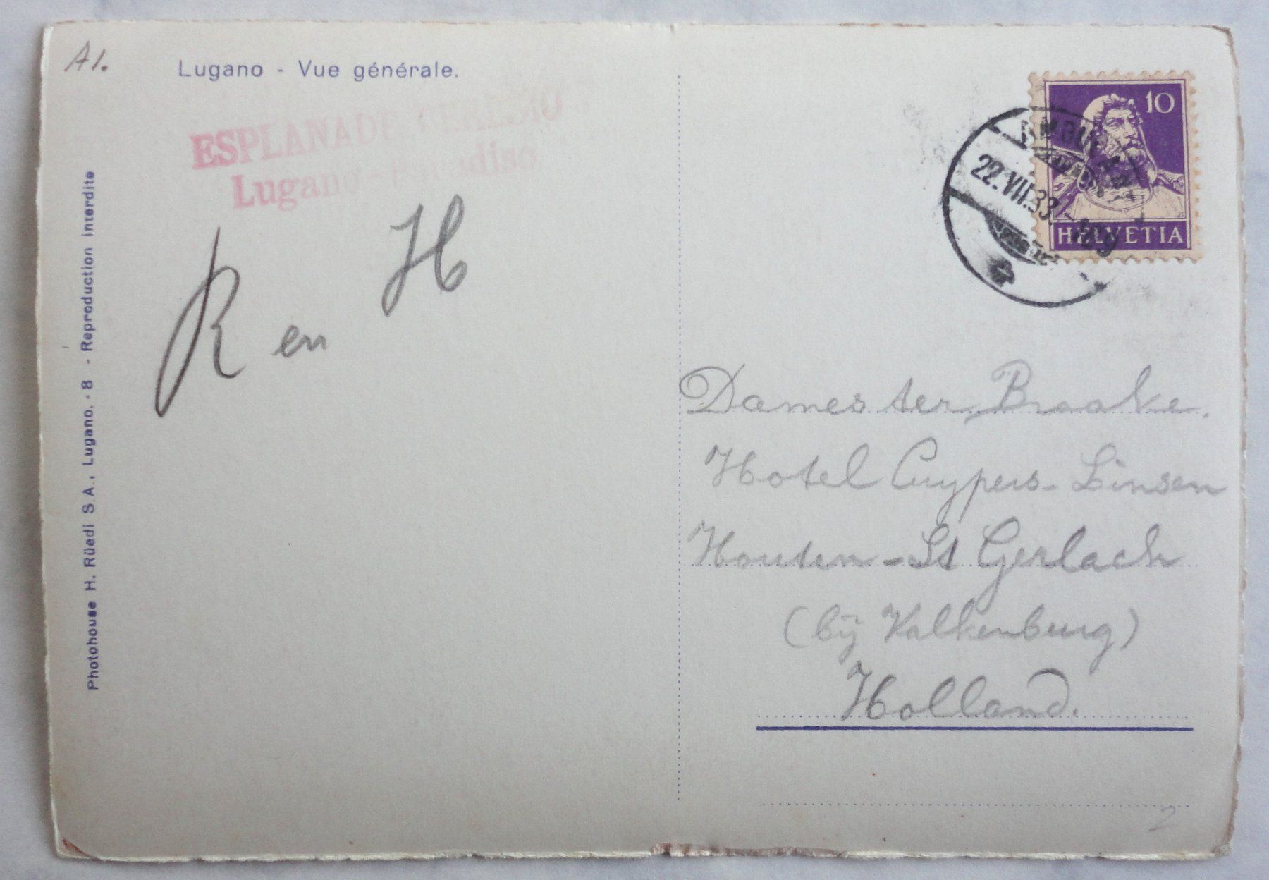 Cartoline postali: Lugano - Vue générale – Difettoso da Fétigny venduto da Billy2miny 1