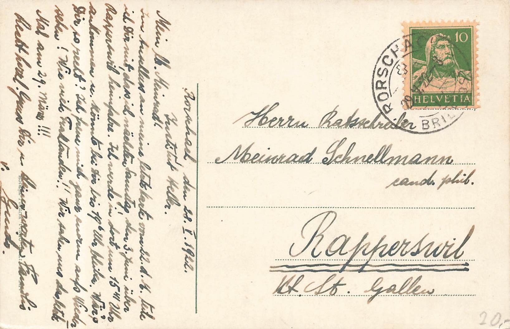 Cartoline postali: Rorschach (SG) Institut Heller und Dampfzug – Usato da Biasca venduto da Blenio71 1