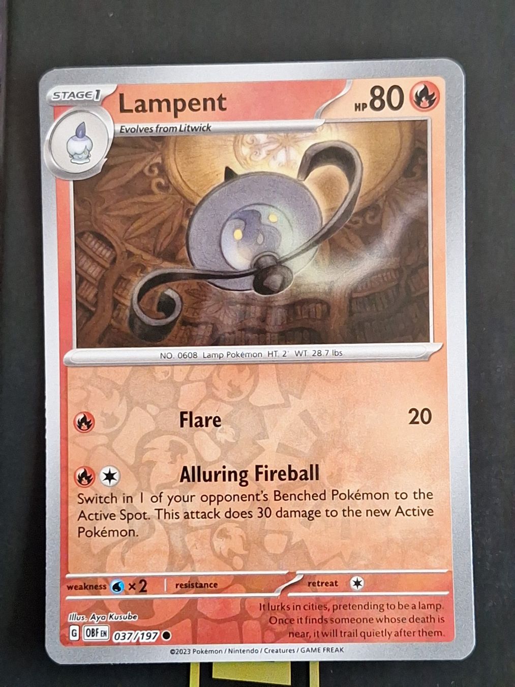 Pokémon Carte collezionabili: Lampent - Pokemon Reverse Holo Obsidian Flames – Usato da Altstätten SG venduto da GGsGameshop
