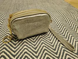 Portemonnaie Silber Echteleder mit Schlaufe und Ring