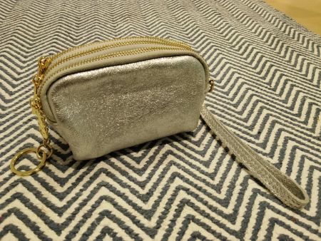 Portemonnaie Silber Echteleder mit Schlaufe und Ring