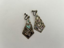 Silber Ohrclips, Vintage, Dreieck, Clip Ohrringe