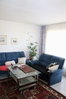 Wohnzimmer-Set blau: 3er-Sofa, 2er-Sofa, 2 Hocker,Couchtisch