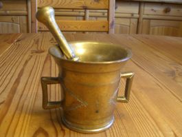 Antiker Messing Mörser mit Stössel 1.2kg | Apotheker Deko
