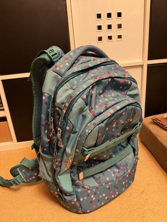 Satch Schulrucksack Petrol mit Punkten gebraucht gut