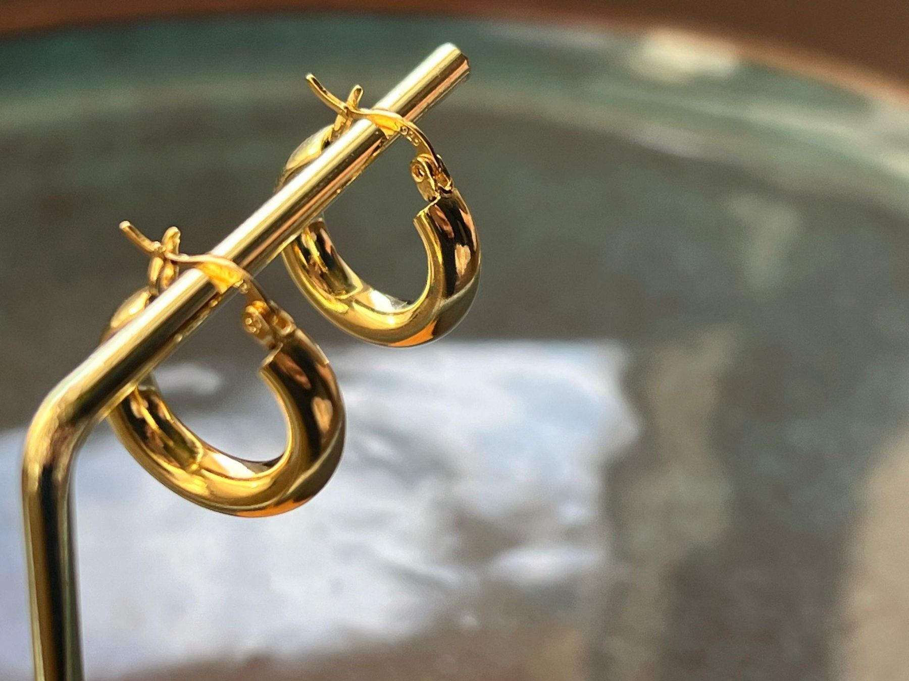 Orecchini pendenti & Orecchini a lobo: Créoles en argent doré - tampon 925 – Nuovo e nell'imballaggio originale da Thônex venduto da Swiss-Jewels 2