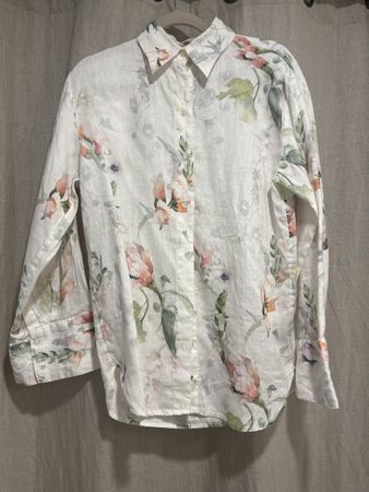 HM Leinenbluse Oversize mit Blumenmuster, Gr. XS,Versand 9.-
