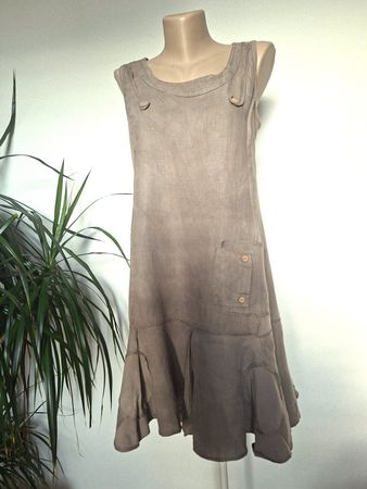 Robe d'été en 100% Lin – Grège – Made in Italy- Taille M