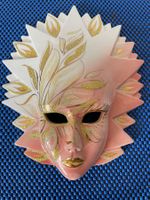 Venezianische Wandmaske Rosa Weiss Gold
