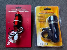 Super LED Velo Fahrradlampen Set weiss/rot wasserdicht! TOP!