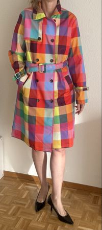 Trenchcoat mit buntem Karomuster
