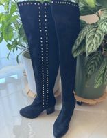 Jimmy Choo Overknee-Stiefel aus schwarzem Wildleder – Gr. 36