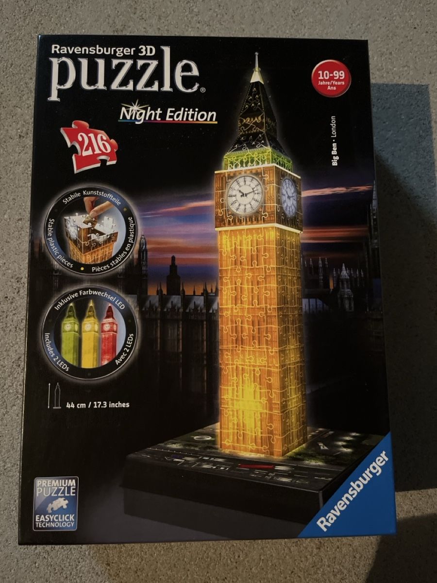 Ravensburger Puzzle: Ravensburger 3D Puzzle Big Ben, Night Edition – Nuovo (secondo la descrizione) da Holderbank SO venduto da ale_5zjc