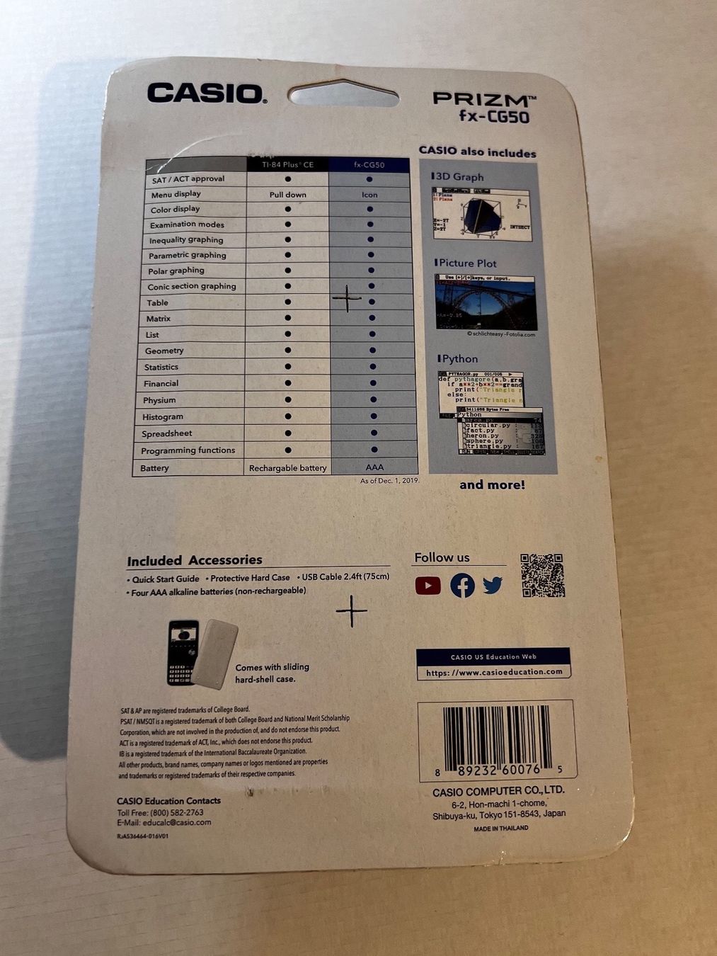 Casio Calcolatrici tascabili: CASIO FX-CG 50 Grafikrechner – Nuovo e nell'imballaggio originale da Lausanne venduto da Nat_Sha 2