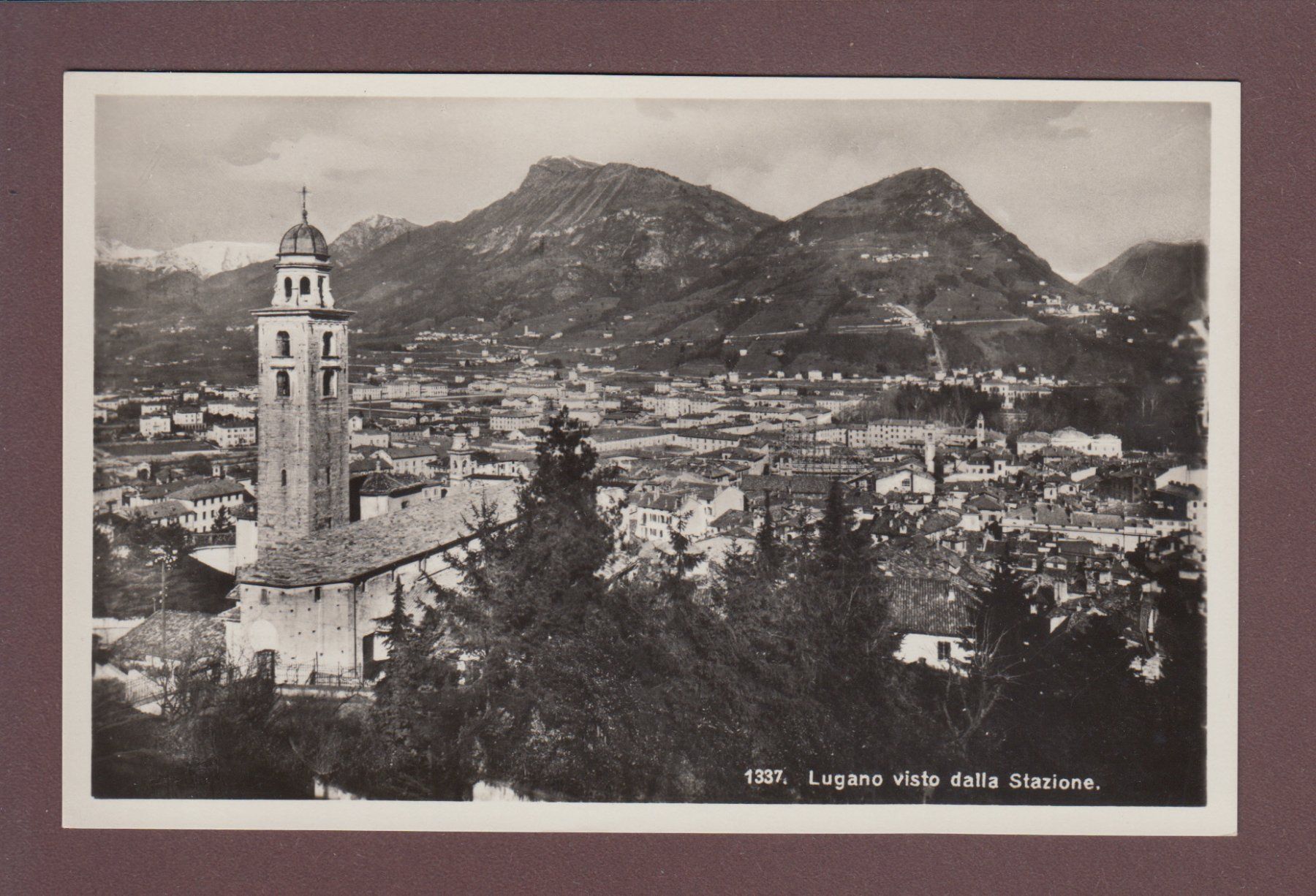Cartoline postali: LUGANO visto dalla stazione – Usato da Pully venduto da nicecards