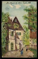 Handgemalt: Stuttgart, Idyllische Ortspa