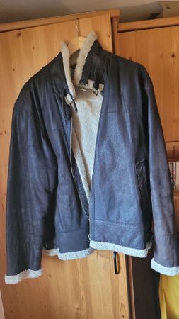 Veste d'hiver XXL en cuir véritable avec doublure