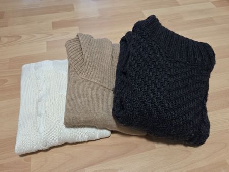 Winter Sale: 3 Lange Strickpullover, Rollkragen, Kleid