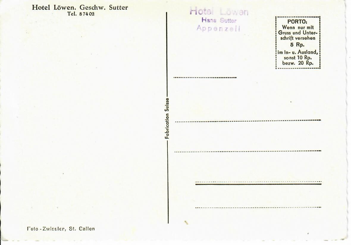Cartoline postali: Hotel Löwen Appenzell – Usato da Hochdorf venduto da Ziegel-16 1