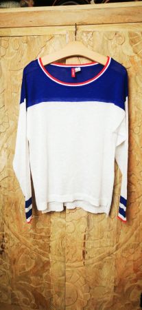 H&M Sommer Strickpullover, blau/weiss, WIE NEU - Gr. S