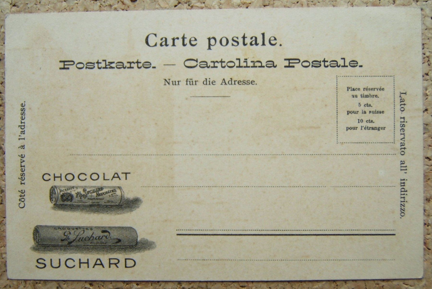 Cartes postales: LITHO BERN MIT WERBUNG CHOCOLAT SUCHARD – Neuf (Voir description) à Brunnen par Nonne04 1