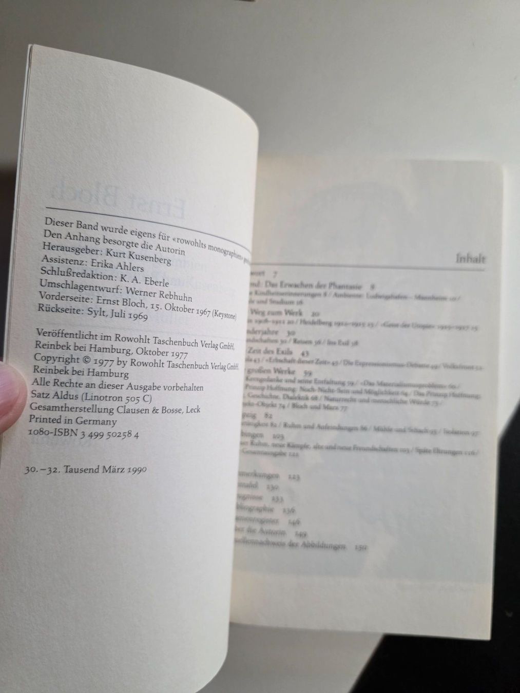 Libri: Ernst Bloch - rororo 1977 - Silvia Markun – Usato da Walterswil BE venduto da Lonitti 6