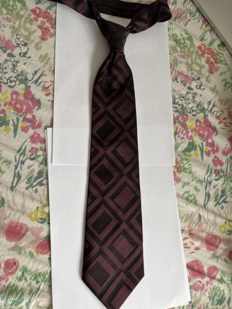 Pierre Cardin Tie Geometric Pattern Burgundy Black