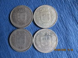 4 X 5 francs argent pour 1 franc
