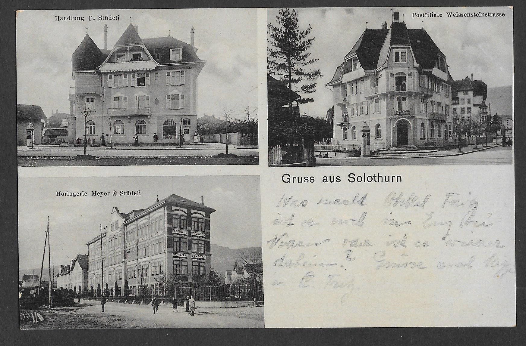 Cartoline postali: Solothurn Post Weissensteinstr. Handlung Stüdeli Horlogerie – Usato da Olten venduto da clotaldi