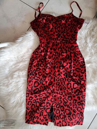 Dolce&Gabbana Red dress made of silk in a leopard print