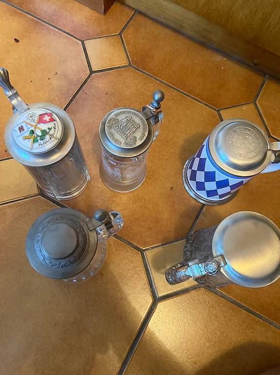 Bicchieri: Chope de bière avec couvercle en étain  – Usato da Leytron venduto da her_vm77 1