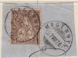 Sitzende Helvetia 5 Rp. V-O +++MAGENWYL+++