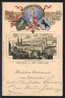 Präge-AK St. Gallen, Stadtansicht mit K