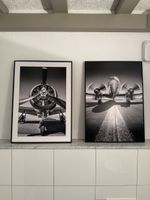 Zwei Luftfahrt-Kunstdrucke, Schwarzweiss, gerahmt, top!