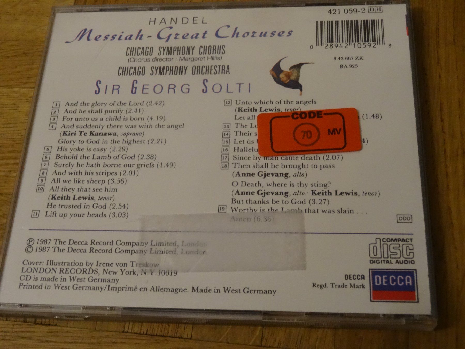 CDs: Handel - Messiah, Grosse Chöre - CD - Solti – Gebraucht aus Olten von Disc-Ausverkauf 1