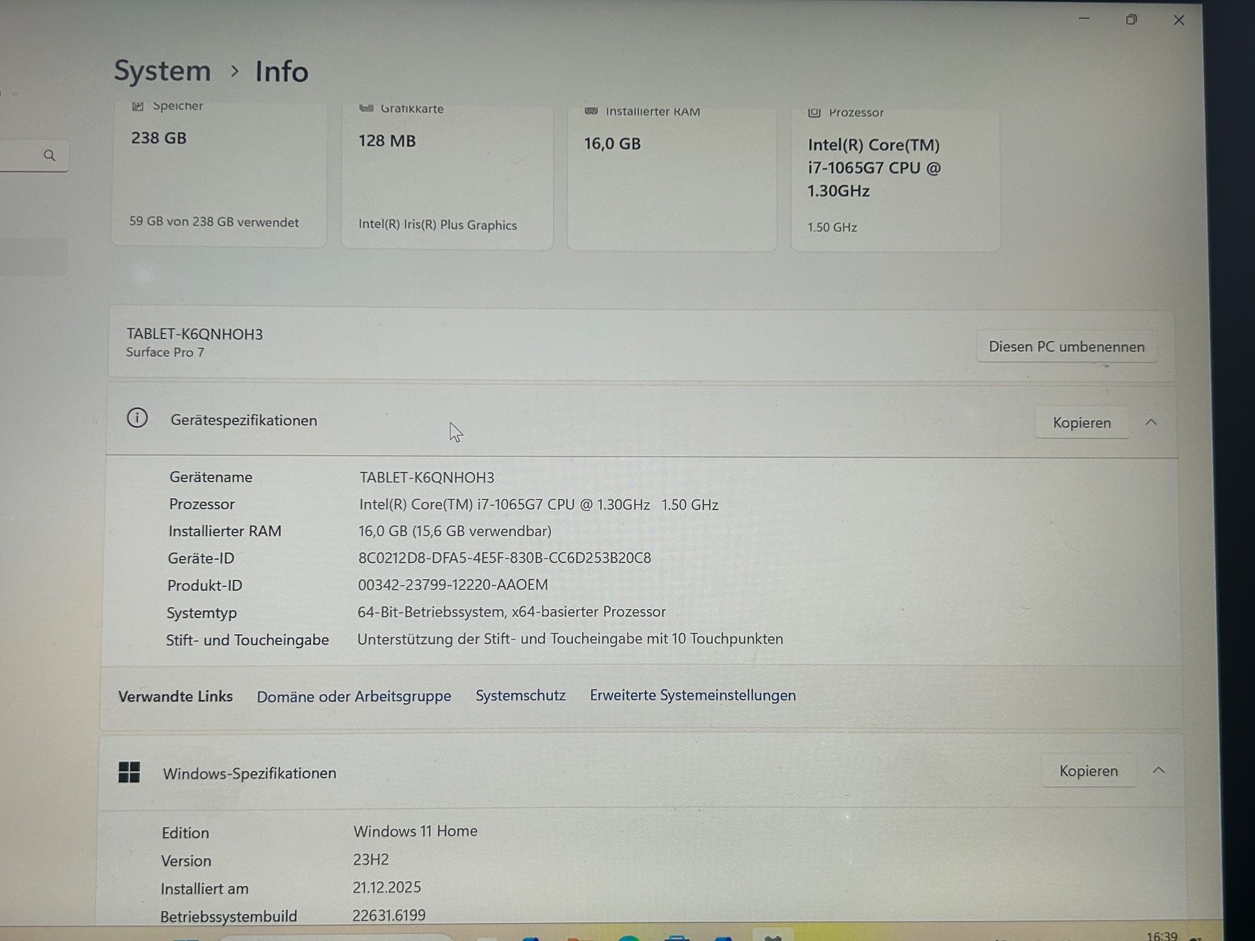 Microsoft Tablet PC: Microsoft Surface 7 Pro - Grau - 256 GB – Usato da Wettswil venduto da ene_8wkc 6