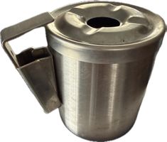 Wand Aschenbecher mit Halterung, aus Chromstahl H12cm x 10cm
