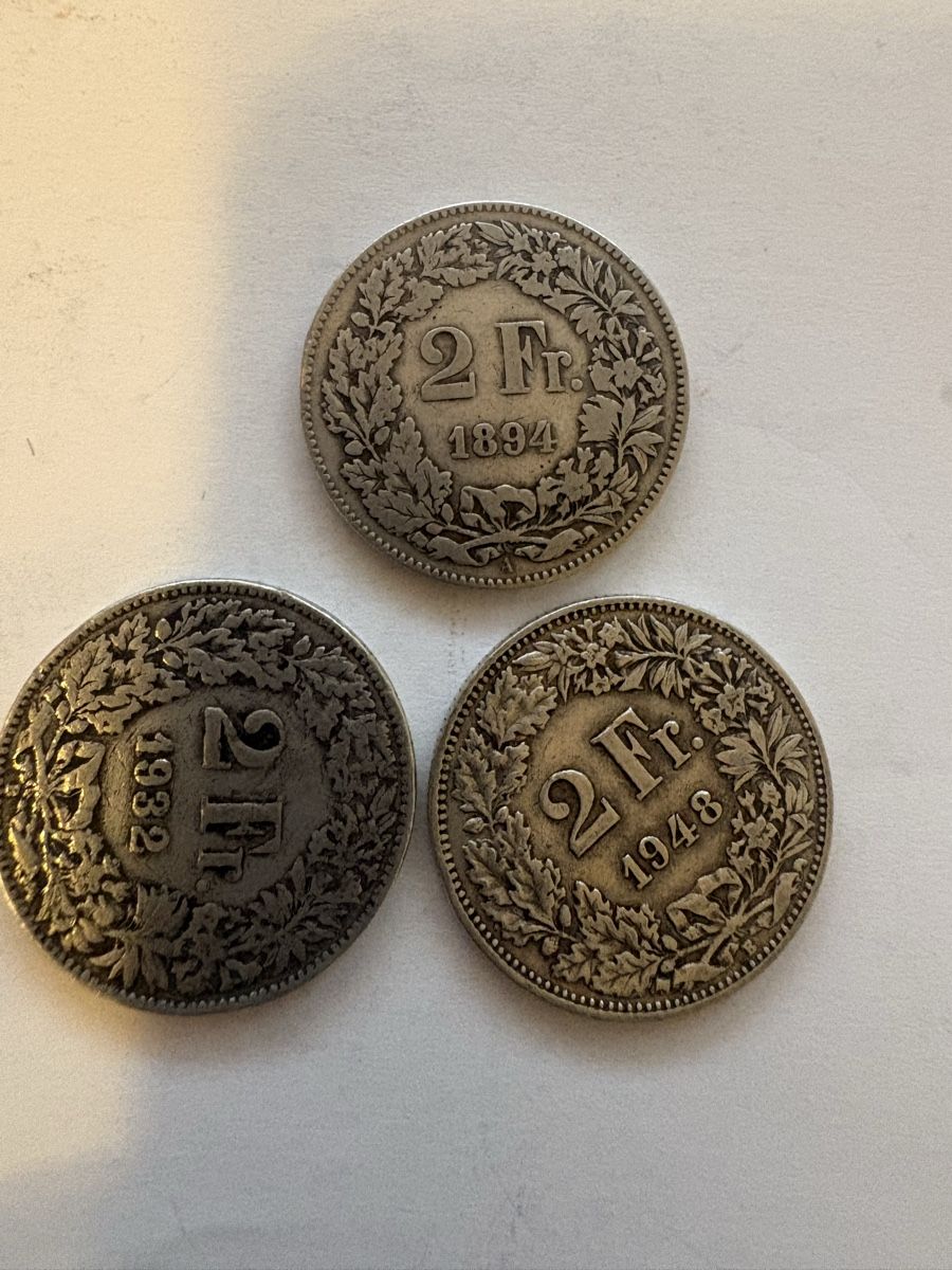 Alle Münzen: 2Fr 1894 1948 1932 – Gebraucht aus Murten von Tzaugg 4