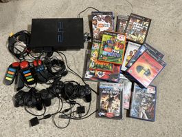 PlayStation 2 mit Spielen und Zubehör