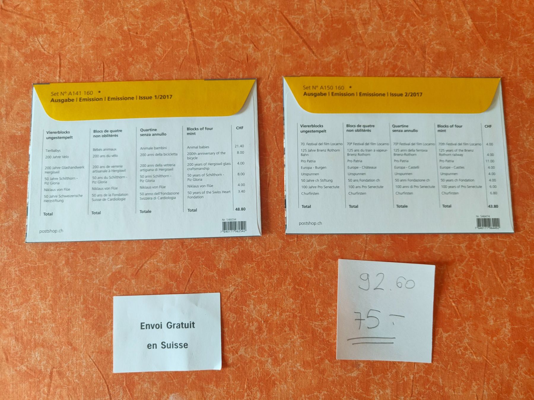 Tutti i francobolli: Timbres 2017 blocs de 4 non oblitérés – Nuovo e nell'imballaggio originale da Gryon venduto da Jessicaj87