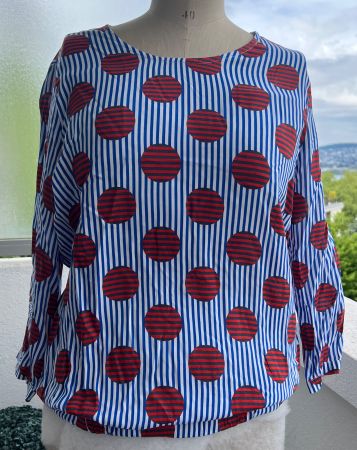 Sommer Bluse mit Streifen und PunktmusterGrösse 42