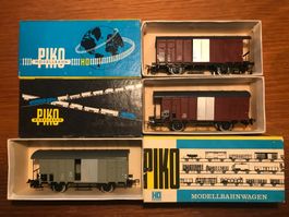 3x PIKO SBB Güterwagen K3 braun und grau
