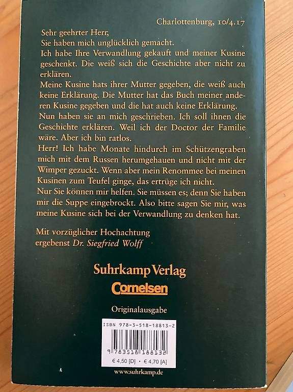 Bücher: Die Verwandlung _ Franz Kafka – Gebraucht aus Breil/Brigels von mad_z5dm 1