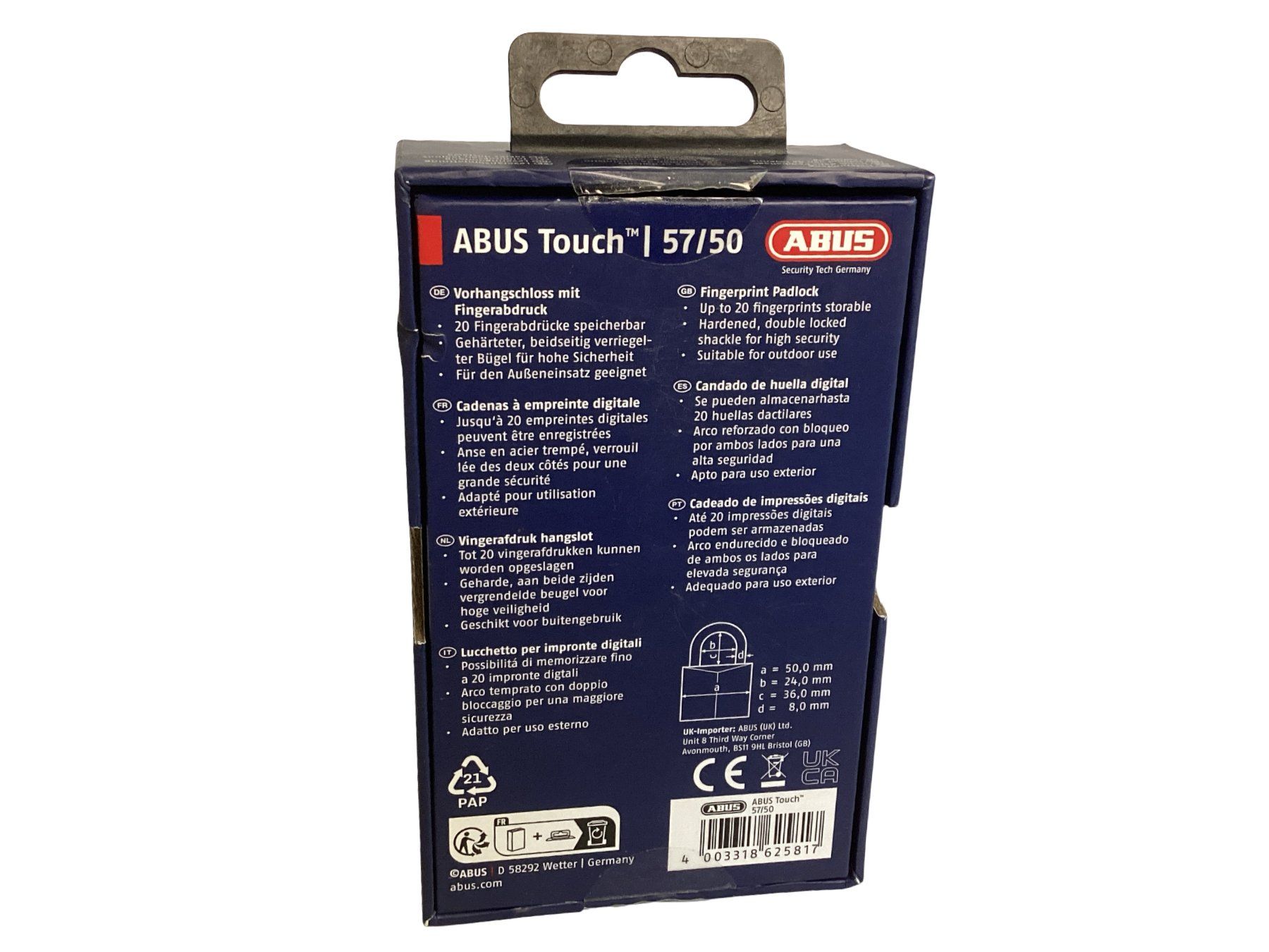 Abus Lucchetti: ABUS Touch 57/50 Fingerprint Vorhängeschloss – Nuovo (secondo la descrizione) da Zürich venduto da Restwert_Zuerich 3