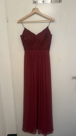 Brautjungfern Kleid Jake's Cocktail dunkelrot Spitze 35