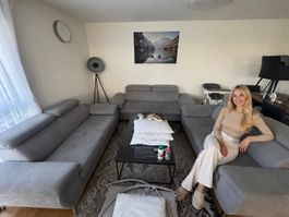 2er und 3er Sofa Stoff Grau in gutem Zustand zu verkaufen
