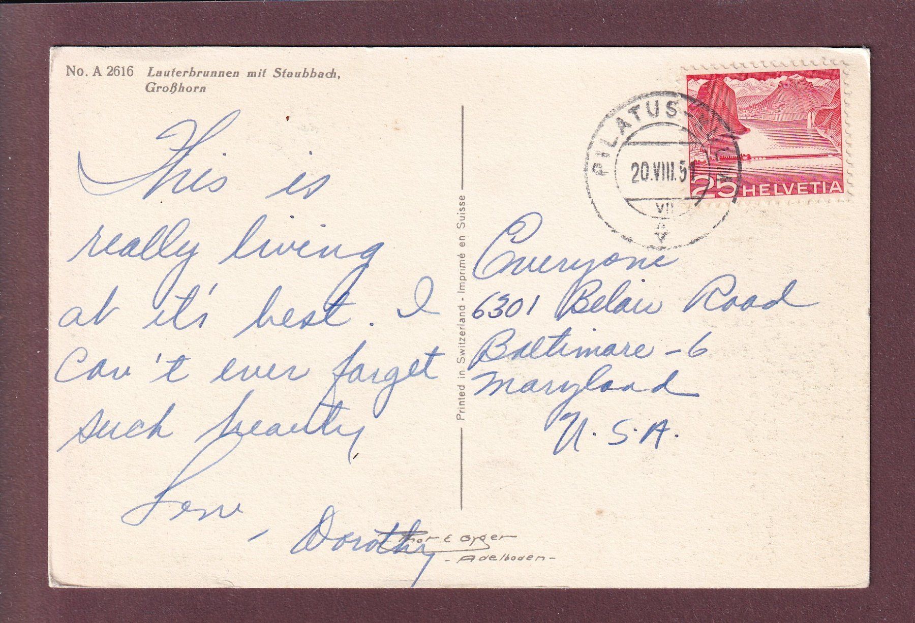 Cartes postales: LAUTERBRUNNEN - Staubbach - 1951 – D'occasion à Pully par nicecards 1
