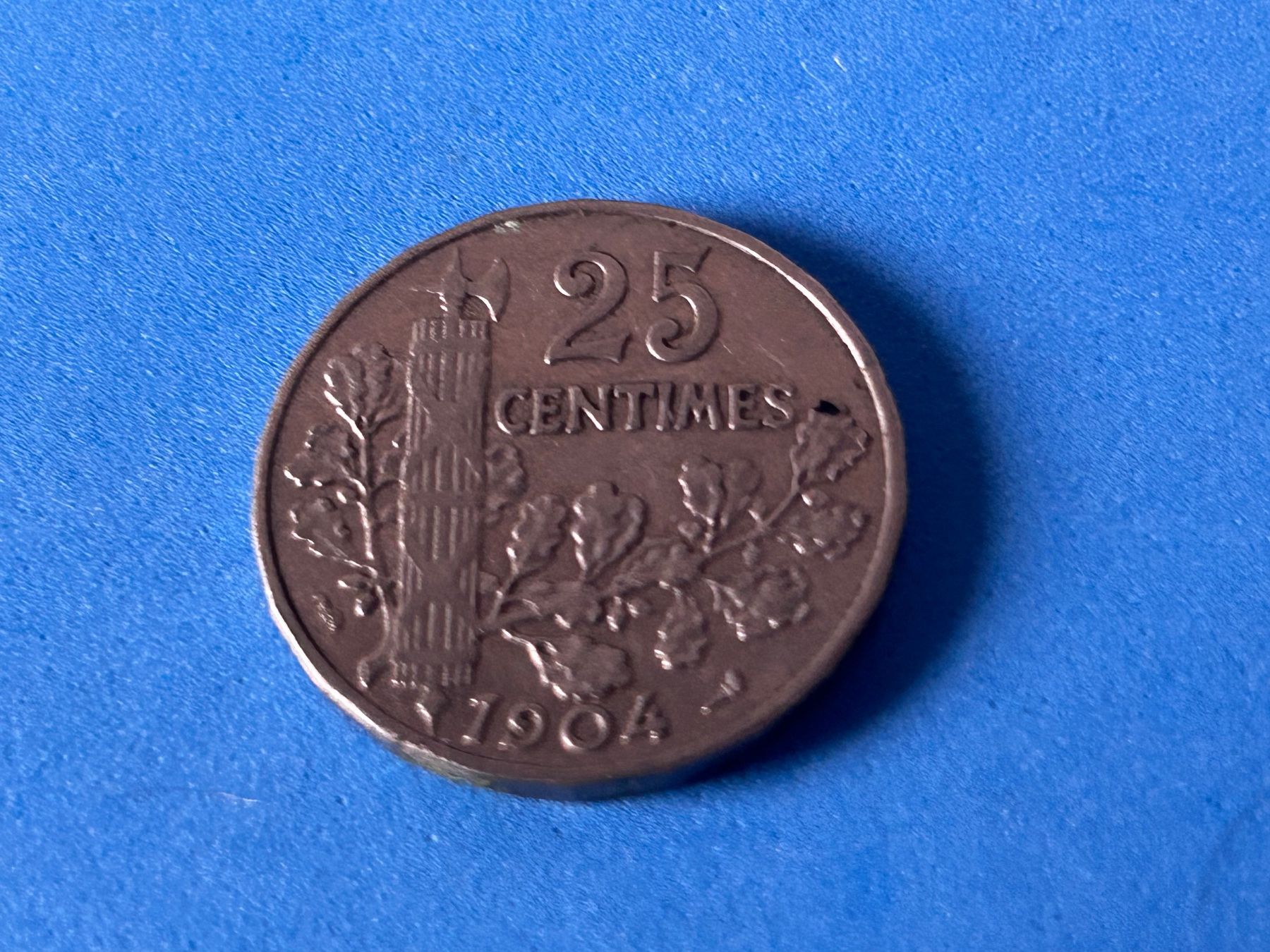 Tutti le monete: France - 25 Centimes 1904 – Usato da Corcelles NE venduto da AJKader 6