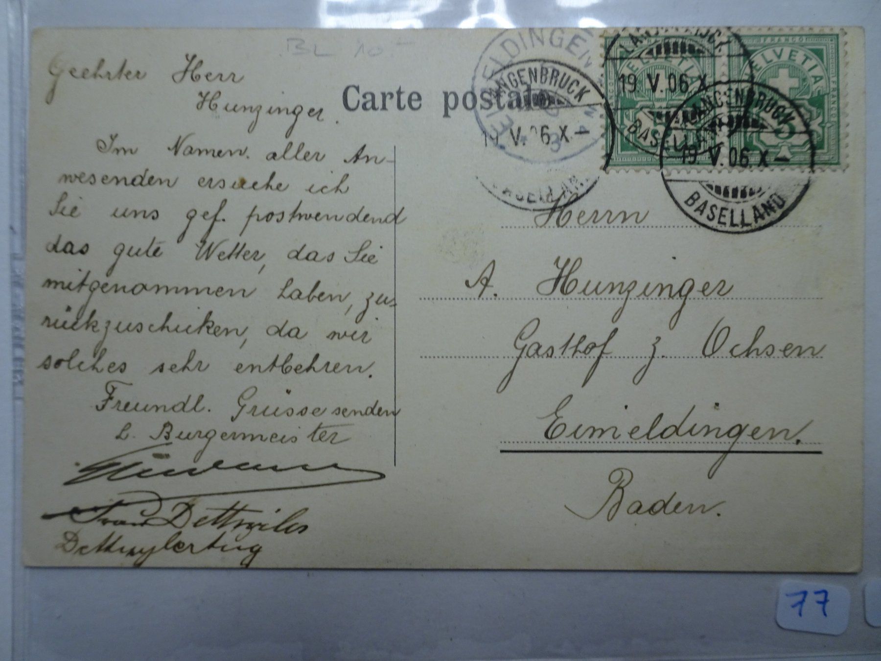 Cartoline postali: AK Langenbruck 1906 – Usato da Schönenwerd venduto da schnitzunddrunter 1
